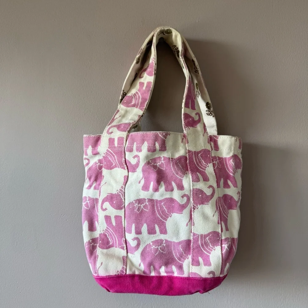 Pink‎ Chicken New York Pink Elephant Mini Canvas Tote Bag